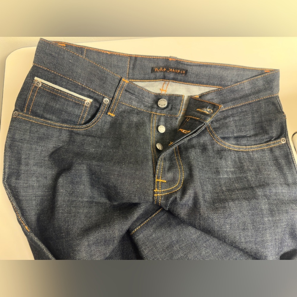 Nudie Jeans Mens 32/30 Grim Tim Open Dry Selvage Button Fly Denim Cotton NJ3270